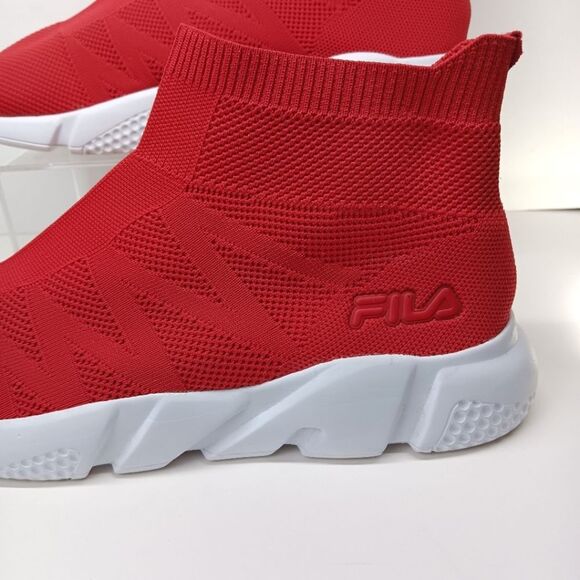 FILA Men's Red Knit High Top Sock Sneakers Size 10 Slip-On Lightweight Athletic - Picture 4 of 8
